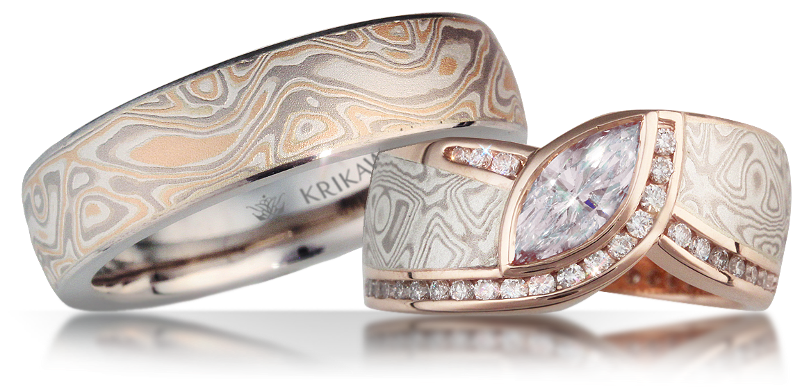 Mokume Gane Rings The Perfect Symbol Of Marriage   Mokume Wedding Set 